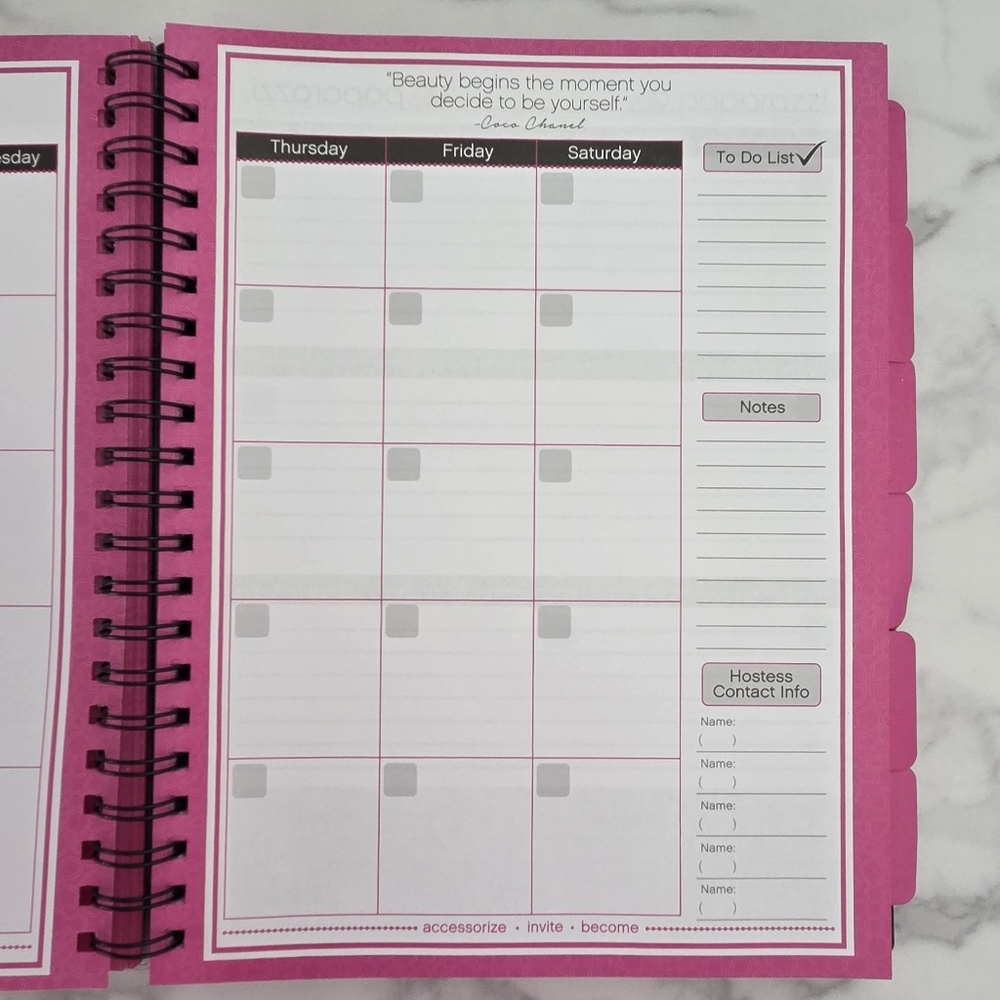 Paparazzi Consultant Organizer Black and Pink Party Planner Spiral Bound - Picture 8 of 15